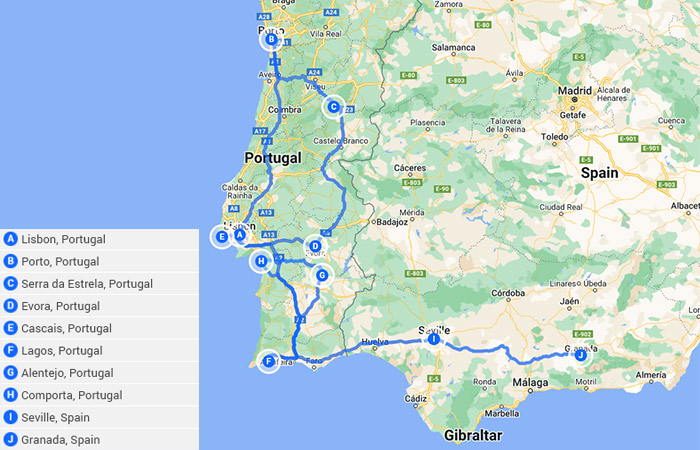 2 semanas en Portugal 5 ideas de itinerarios de lujo - Mapa