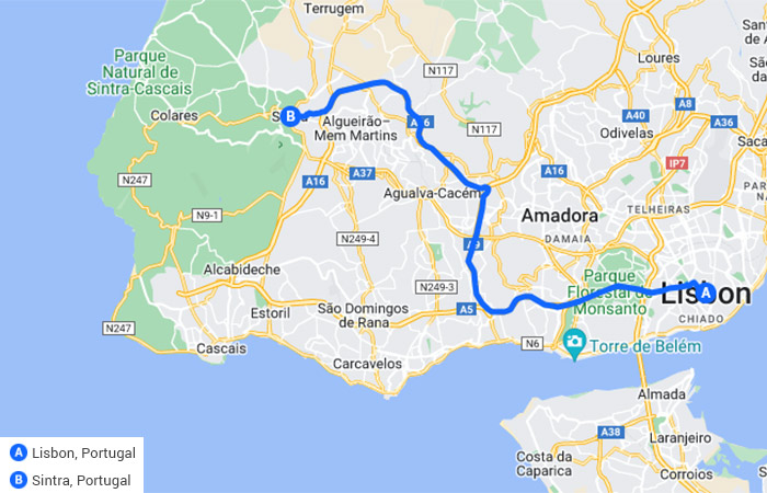 Aventura a Lisboa y las Azores 6 Días Mapa