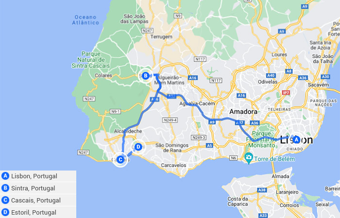 Lo más destacado de Lisboa 4 días Mapa