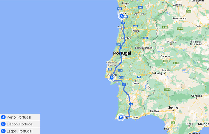 Guía definitiva de Portugal Oporto, Lisboa y Lagos 12 días Mapa