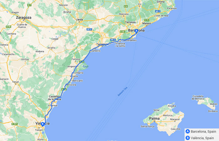 Mapa - Lo mejor de Barcelona y Valencia - 9 días