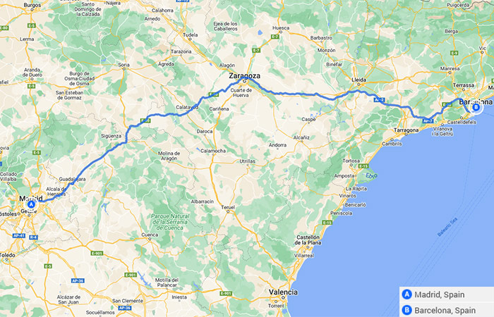 Mapa-Madrid y Barcelona rutas poco habituales - 5 días