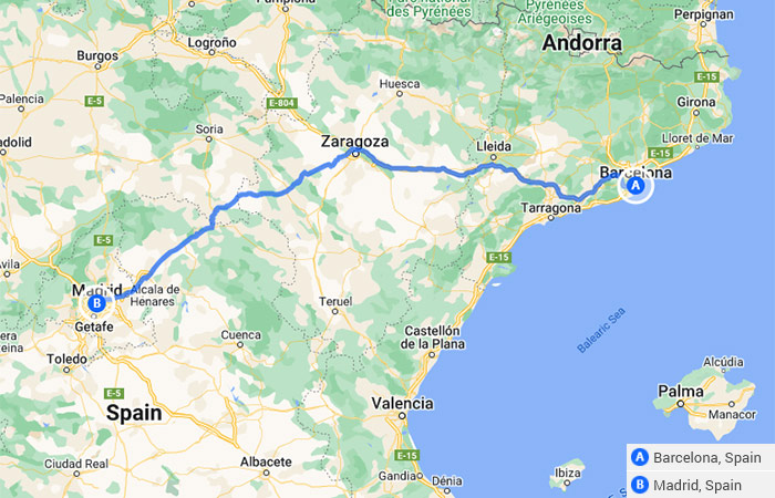 Mapa - Viaje en familia a España Barcelona y Madrid - 6 días