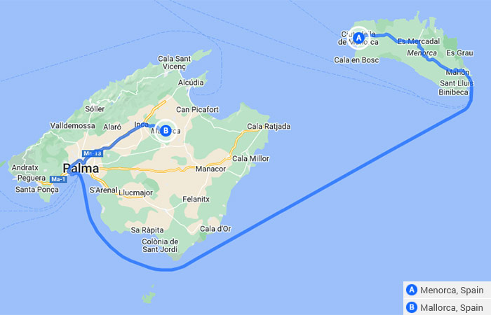 Mapa - Disfruta de la belleza de las Islas Baleares Menorca y Mallorca - 10 días