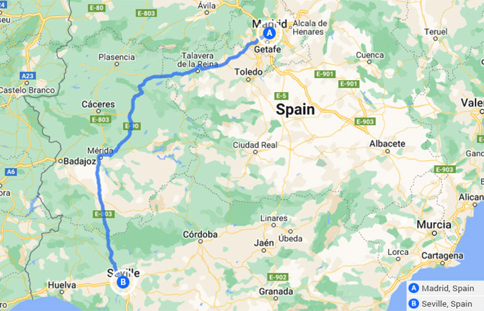 Mapa - Lo más destacado de España Madrid y Sevilla - 5 días