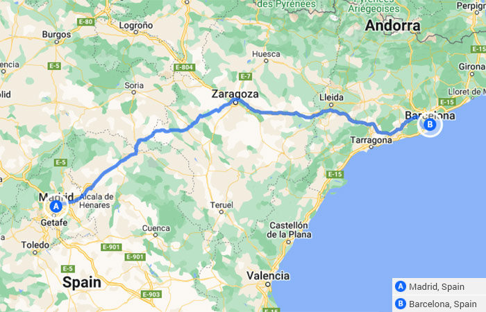 Mapa - Madrid y Barcelona rutas poco habituales - 7 días