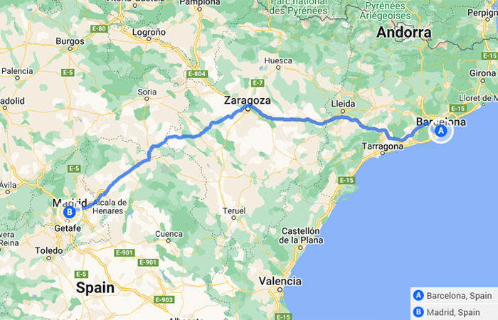 Mapa - Viaje en familia a España Barcelona y Madrid - 8 días