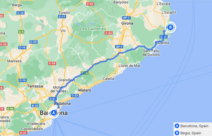 Mapa - Barcelona y la Costa Brava - 12 días