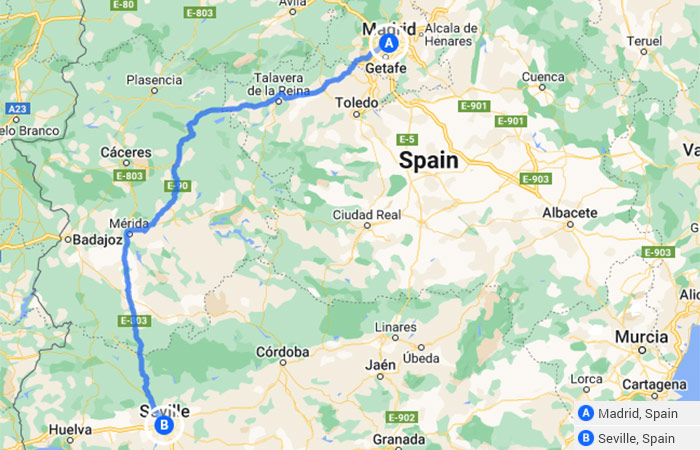 Mapa - Explora Madrid y Sevilla - 8 días