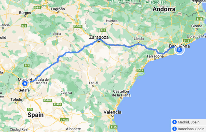 Mapa - Madrid y Barcelona fuera de los caminos trillados - 6 días