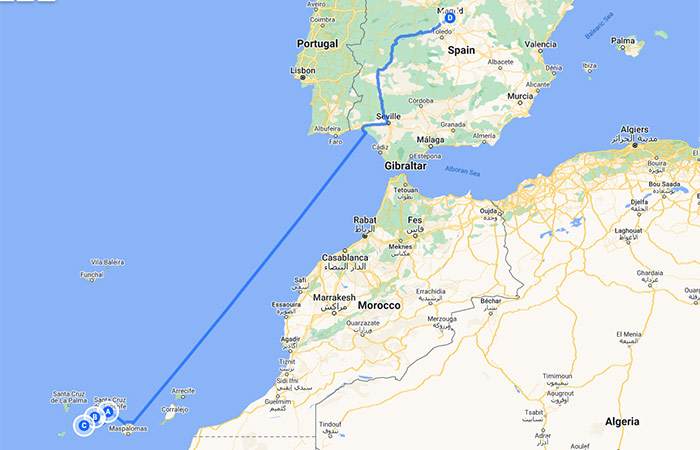 Mapa - Viaje por carretera por las Islas Canarias salvajes Tenerife, La Gomera y Madrid - 7 días