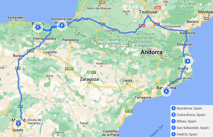 Mapa - El mejor viaje familiar al norte de España, País Vasco y Madrid 15 días